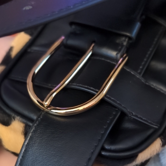 Escada Leopard Calf Hair Bag Belt with Gold Heart Accent - Picture 6 of 6